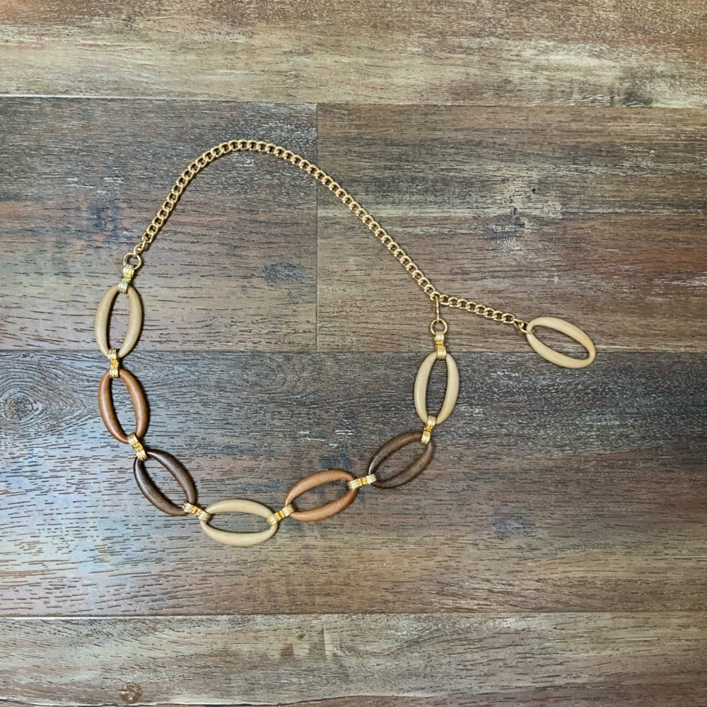 Artesian Wood & Gold Chain Adjustable Belt Size OSFM - Picture 7 of 8